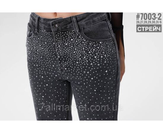 Жіночі джинси стрейчеві 7/8 зі стразами розмірний ряд 26,27,28,29,30,31 "PARTNERS", зображення 3