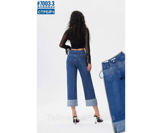 Жіночі джинси стрейчеві 7/8 зі стразами розмірний ряд 26,27,28,29,30,31 "PARTNERS", зображення 3