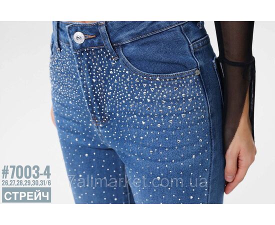 Жіночі джинси стрейчеві 7/8 зі стразами розмірний ряд 26,27,28,29,30,31 "PARTNERS", зображення 3