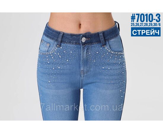 Жіночі стрейчеві двоколірні джинси зі стразами розмірний ряд 25,26,27,28,29,30 "PARTNERS", зображення 3
