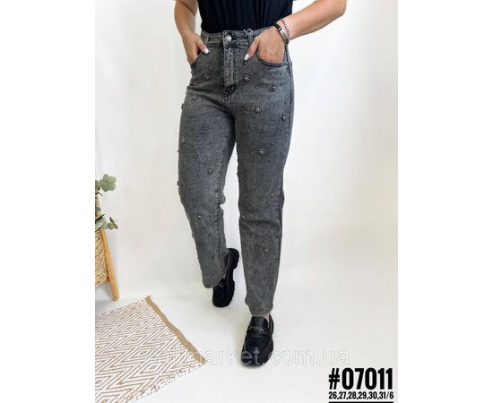 Жіночі джинси зі стразами та штучними перлинами розмірний ряд 26,27,28,29,30,31 "PARTNERS", зображення 3
