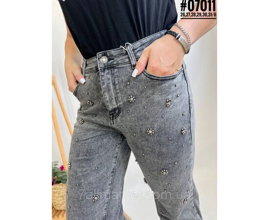 Жіночі джинси зі стразами та штучними перлинами розмірний ряд 26,27,28,29,30,31 "PARTNERS", зображення 4