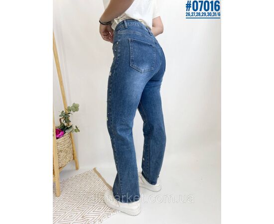 Жіночі джинси зі стразами та штучними перлинами розмірний ряд 26,27,28,29,30,31 "PARTNERS", зображення 2