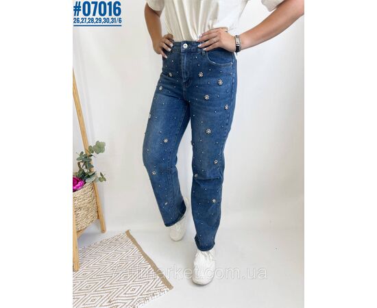 Жіночі джинси зі стразами та штучними перлинами розмірний ряд 26,27,28,29,30,31 "PARTNERS", зображення 3
