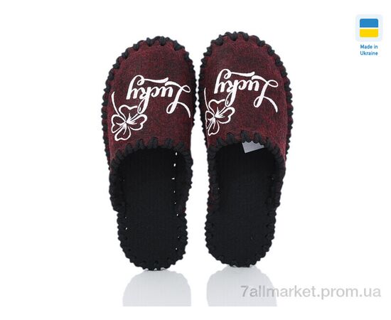 Тапки жіночі для будинку Весна/осінь 182W бордо (9 пар р.36-41) "Active" недорого оптом від прямого постачальника, зображення 2