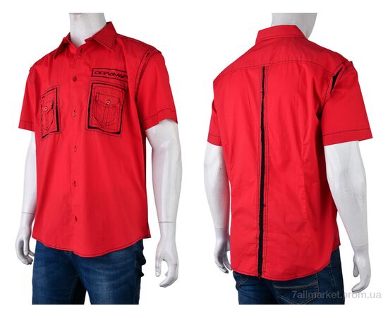 Фотография Мужская рубашка Лето DOR-2A (12527) red (12 шт. р.сетка S-L) "Obuvok" недорого оптом от прямого поставщика, изображение 3