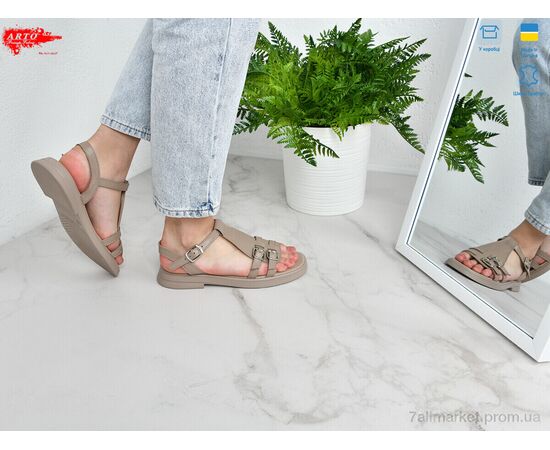 Фотография Босоножки женские летние Лето 538 латте кожа (8 пар р.36-41) "ARTO" недорого оптом от прямого поставщика, изображение 3