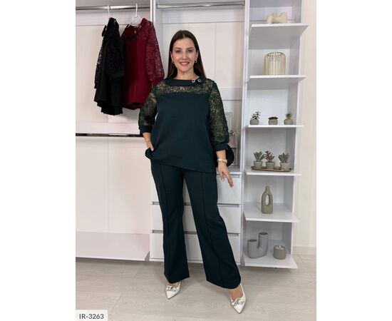Фотография Женский костюм креп двойка (брюки+блузка) большие размеры р.48-50;52-54;56-58;60-62 (3цв) "VLADA" купить недорого от прямого поставщика, изображение 7