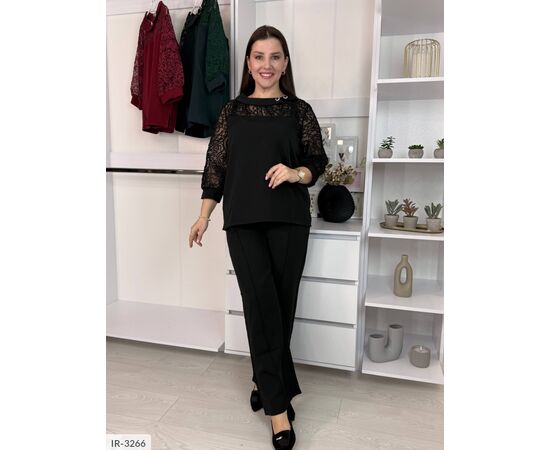 Фотография Женский костюм креп двойка (брюки+блузка) большие размеры р.48-50;52-54;56-58;60-62 (3цв) "VLADA" купить недорого от прямого поставщика, изображение 4