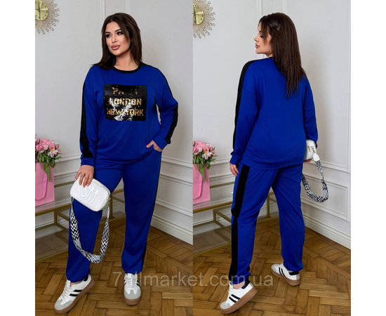 Костюм жіночий прогулянковий із паєтками євро трикотаж (46-60) "LADA" недорого від прямого постачальника, зображення 2