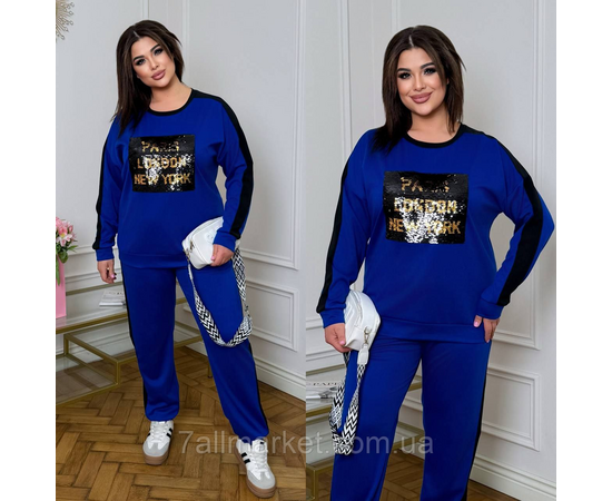 Костюм жіночий прогулянковий із паєтками євро трикотаж (46-60) "LADA" недорого від прямого постачальника, зображення 3