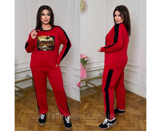 Костюм жіночий прогулянковий із паєтками євро трикотаж (46-60) "LADA" недорого від прямого постачальника, зображення 3