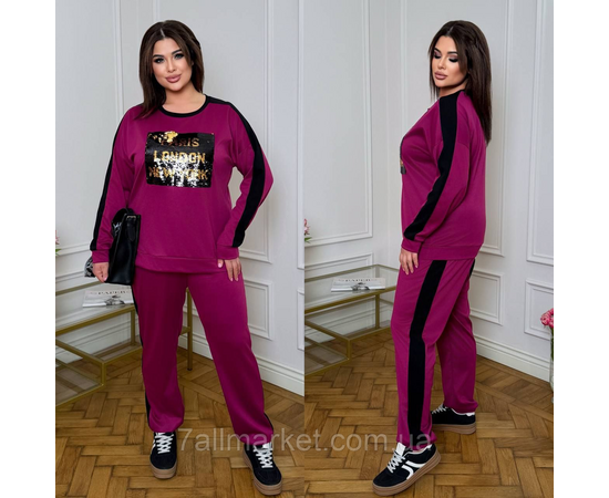 Костюм жіночий прогулянковий із паєтками євро трикотаж (46-60) "LADA" недорого від прямого постачальника, зображення 2