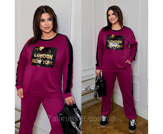 Костюм жіночий прогулянковий із паєтками євро трикотаж (46-60) "LADA" недорого від прямого постачальника, зображення 3