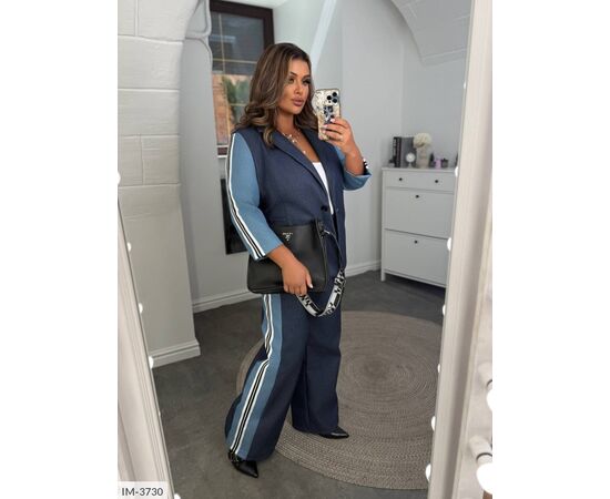 Фотография Костюм двойка женский пиджак и брюки большие размеры р.50-52;54-56;58-60 (2цв) "VIKA" купить недорого от прямого поставщика, изображение 8