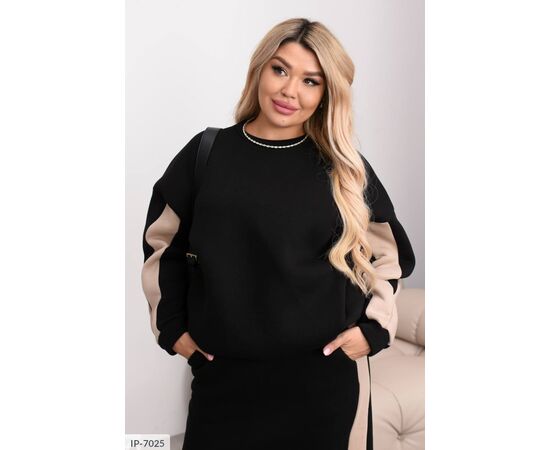 Фотография Женский тёплый юбочный костюм двойка юбка+кофта батальные размеры р.50-52;54-56;58-60 "LETTI" купить недорого от прямого поставщика, изображение 8