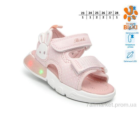 Фотография Босоножки детские летние Лето B60041-C LED (8 пар р.23-28) "TOM.M" недорого оптом от прямого поставщика, изображение 2