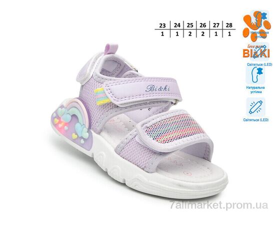 Фотография Босоножки детские летние Лето B60042-E LED (8 пар р.23-28) "TOM.M" недорого оптом от прямого поставщика, изображение 2