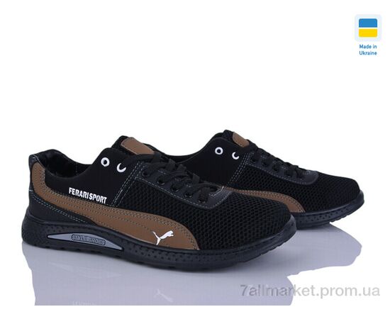 Фотография Кроссовки мужские модные Весна/осень 222-3 чорний-св.коричневий (8 пар р.40-45) "Paolla" недорого оптом от прямого поставщика, изображение 2