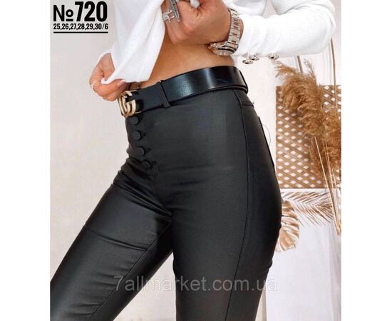 ЖІНОЧІ ДЖЕГІНСИ АМЕРИКАНКА З НАПИЛЕНЯМ ЕКОШКІРИ НА ГУДЗИКАХ РОЗМІРИ 25,26,27,28,29,30 "PARTNERS", зображення 2