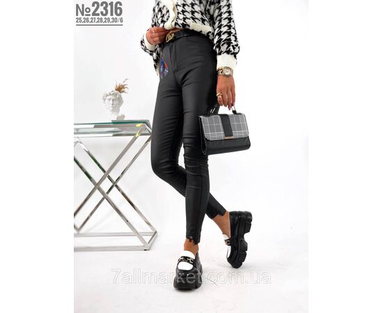 ЖІНОЧІ ДЖЕГІНСИ АМЕРИКАНКА З НАПИЛЕНЯМ ЕКОШКІРИ 25,26,27,28,29,30 "PARTNERS", зображення 3