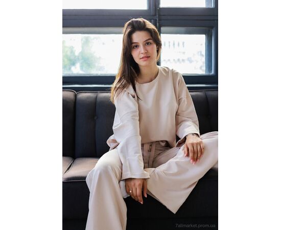 Спортивний костюм жіночий Весна/осінь 17-07 бежевий (3 шт. р.сіткаS-L) "Di.Va" недорого оптом від прямого постачальника, зображення 4