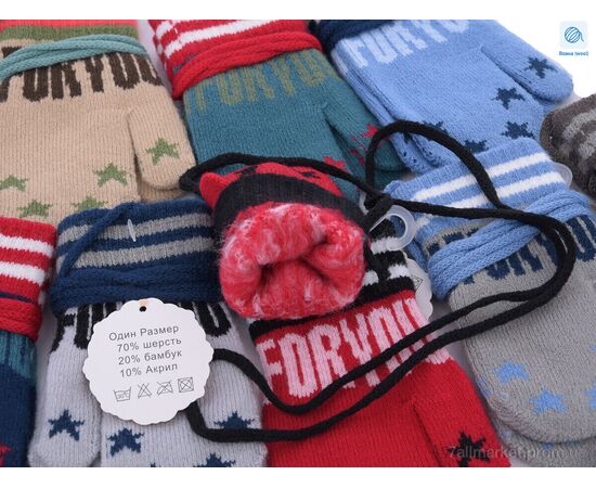 Фотография Варежки детские Зима A604M mix (12 шт. р.сетка 2-4) "KUINH" недорого оптом от прямого поставщика, изображение 2