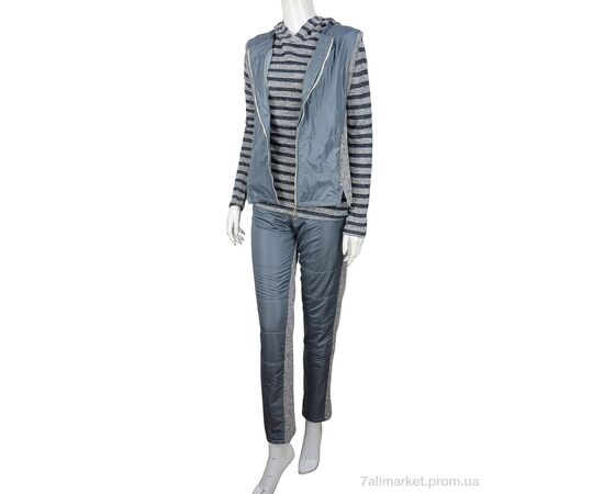 Фотография Спортивный костюм женский Весна/осень Ж436 (04280) grey-black флис (4 шт. р.сетка 42-44) "Obuvok" недорого оптом от прямого поставщика, изображение 2