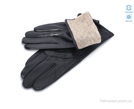 Фотография Перчатки женские Зима 3 black шкіра вовна (10 шт. р.сетка 6,5-8,5) "KUINH" недорого оптом от прямого поставщика, изображение 2