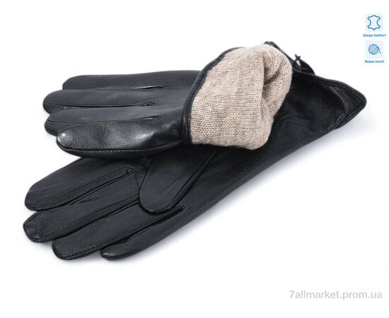 Фотография Перчатки женские Зима 4 black шкіра вовна (10 шт. р.сетка 6,5-8,5) "KUINH" недорого оптом от прямого поставщика, изображение 2