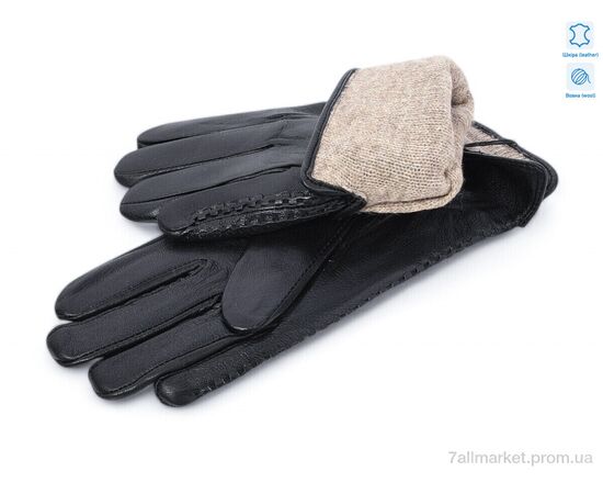 Фотография Перчатки женские Зима 718 black шкіра вовна (10 шт. р.сетка 6,5-8,5) "KUINH" недорого оптом от прямого поставщика, изображение 2
