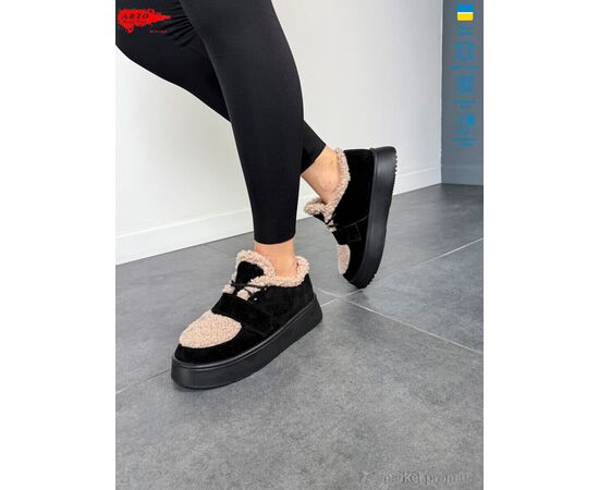 Кросівки жіночі модні Зима 570 ч.з.беж. хутро (8 пар р.36-41) "ARTO" недорого оптом від прямого постачальника, зображення 2