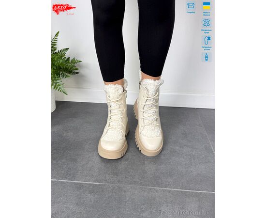 Черевики жіночі стильні Зима 022 св.беж.ш.хутро (6 пар р.36-40) "ARTO" недорого оптом від прямого постачальника, зображення 2