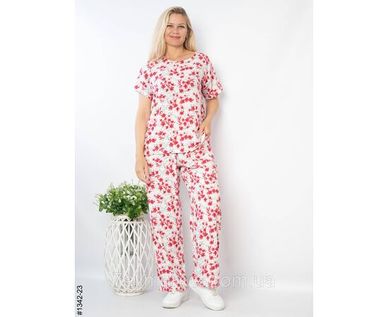 Фотография Костюм жіночий з квітковим принтом штапель 44,46,48,50 (3цв) "NOWEMBER" недорого от прямого поставщика, изображение 2