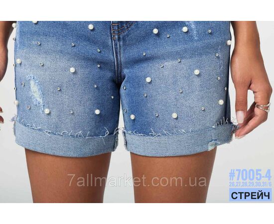 Фотография Шорты джинсовые с жемчугом и ремнем размерный ряд 26,27,28,29,30,31 "PARTNERS" недорого от прямого поставщика, изображение 3