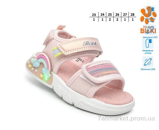 Босоніжки дитячі літні Літо B60042-C LED (8 пар р.23-28) "TOM.M" недорого оптом від прямого постачальника, зображення 2