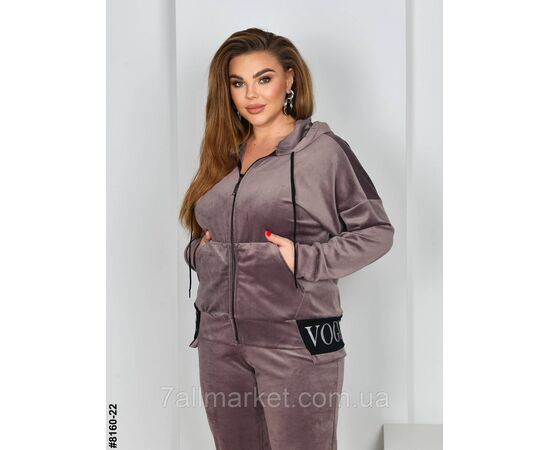 Фотография Спортивный костюм женский на молнии велюр супербатал 54,56.58.60 (6цв) "NOWEMBER", изображение 3