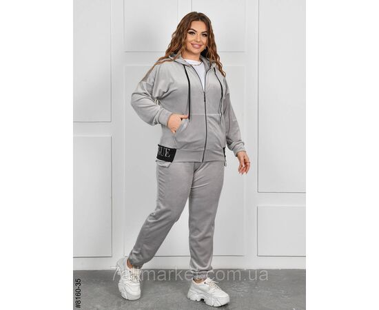 Фотография Спортивный костюм женский на молнии велюр супербатал 54,56.58.60 (6цв) "NOWEMBER", изображение 5