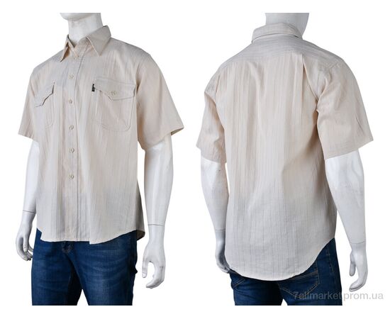 Чоловіча сорочка Літо 12140 (12527) beige (10 шт. р.сітка39-45) "Obuvok" недорого оптом від прямого постачальника, зображення 3