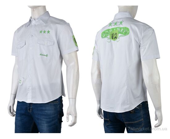 Чоловіча сорочка Літо DOR-1A (12527) white (12 шт. р.сіткаS-L) "Obuvok" недорого оптом від прямого постачальника, зображення 3