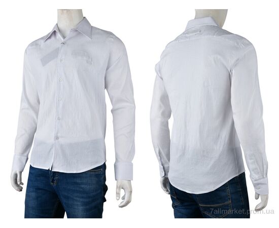 Чоловіча сорочка Весна/осінь M1007 (12527) white (12 шт. р.сіткаS-2XL) "Obuvok" недорого оптом від прямого постачальника, зображення 3