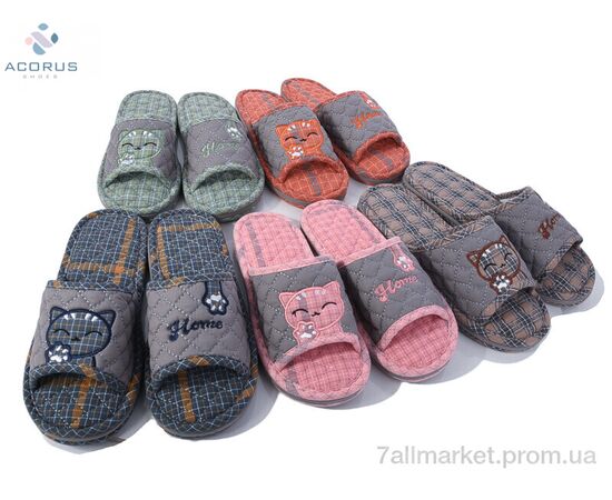 Фотография Тапки женские для дома Весна/осень A110 mix (10 пар р.38-44) "Acorus" недорого оптом от прямого поставщика, изображение 2