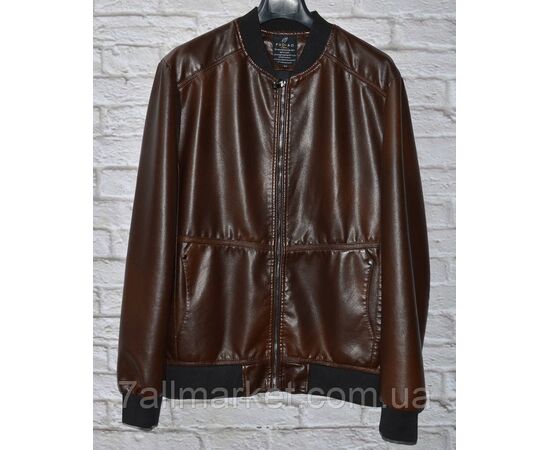 Куртка-бомбер чоловіча шкірозамінна демісезонна, розміри 48-58 (3цв) "FUDIAO" недорого від прямого постачальника, зображення 2