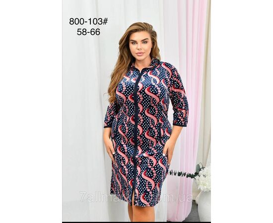 Халат жіночий домашній на блискавці велюр розмір 58-66 "FLOWER" недорого від прямого постачальника, зображення 2