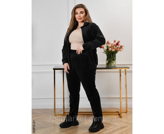 Спортивний костюм жіночий на блискавці велюр батал 54,56,58 (7кв) "NOWEMBER", зображення 2