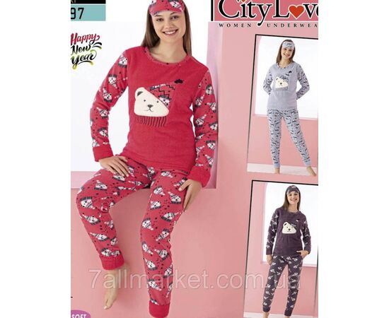 Фотография Пижама женская флис/махра Мишка размеры M-2XL (3цв) "MODY" купить недорого от прямого поставщика, изображение 4