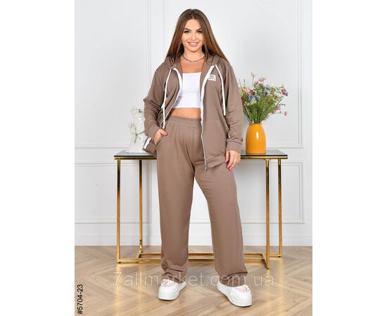 Спортивний костюм жіночий двонитка на блискавці прямі штани батал 50,52,54,56 (4кв) "NOWEMBER", зображення 3