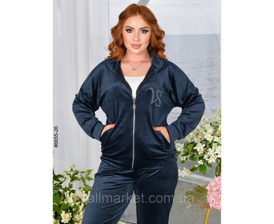 Спортивний костюм жіночий на блискавці велюр напівбатал 48,50,52 (10кв) "NOWEMBER", зображення 2