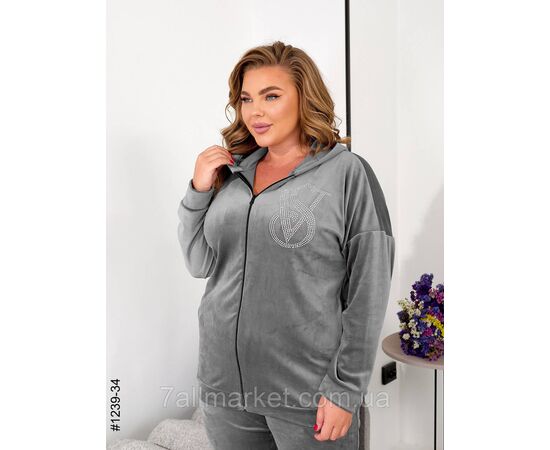 Спортивний костюм жіночий на блискавці велюр супербатал 54,56,58 (7кв) "NOWEMBER", зображення 2