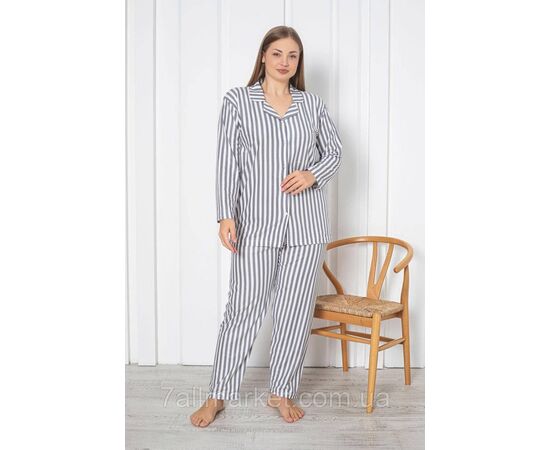 Фотография Пижама женская кашемировая в полоску размеры 3XL-5XL (2цв) "MODY" купить недорого от прямого поставщика, изображение 2